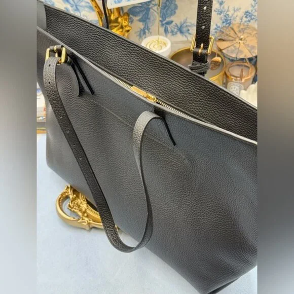 🆕 OROTON 🧿 NWOT Margot Medium Zip Tote Bag, Black Leather - Picture 8 of 16
